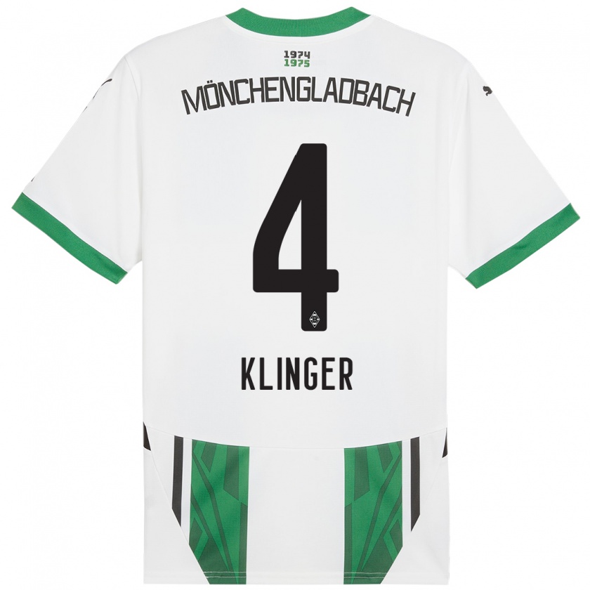 Kandiny Enfant Maillot Nina Klinger #4 Blanc Vert Tenues Domicile 2024/25 T-Shirt