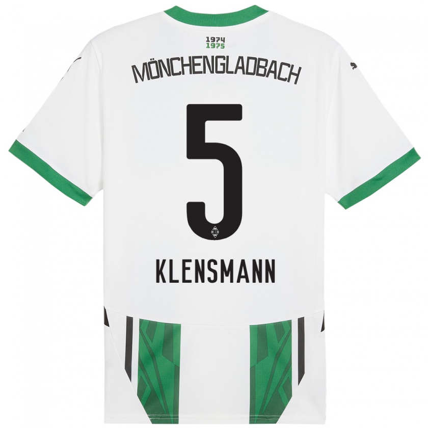 Kandiny Enfant Maillot Paula Klensmann #5 Blanc Vert Tenues Domicile 2024/25 T-Shirt