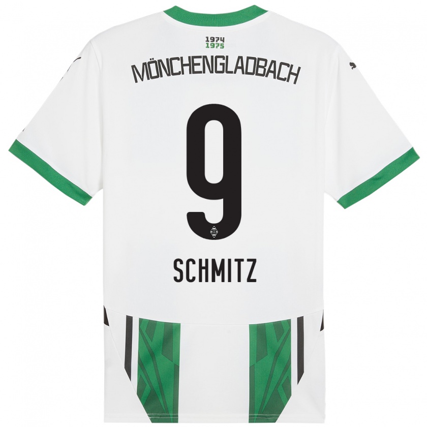 Kandiny Enfant Maillot Sarah Schmitz #9 Blanc Vert Tenues Domicile 2024/25 T-Shirt