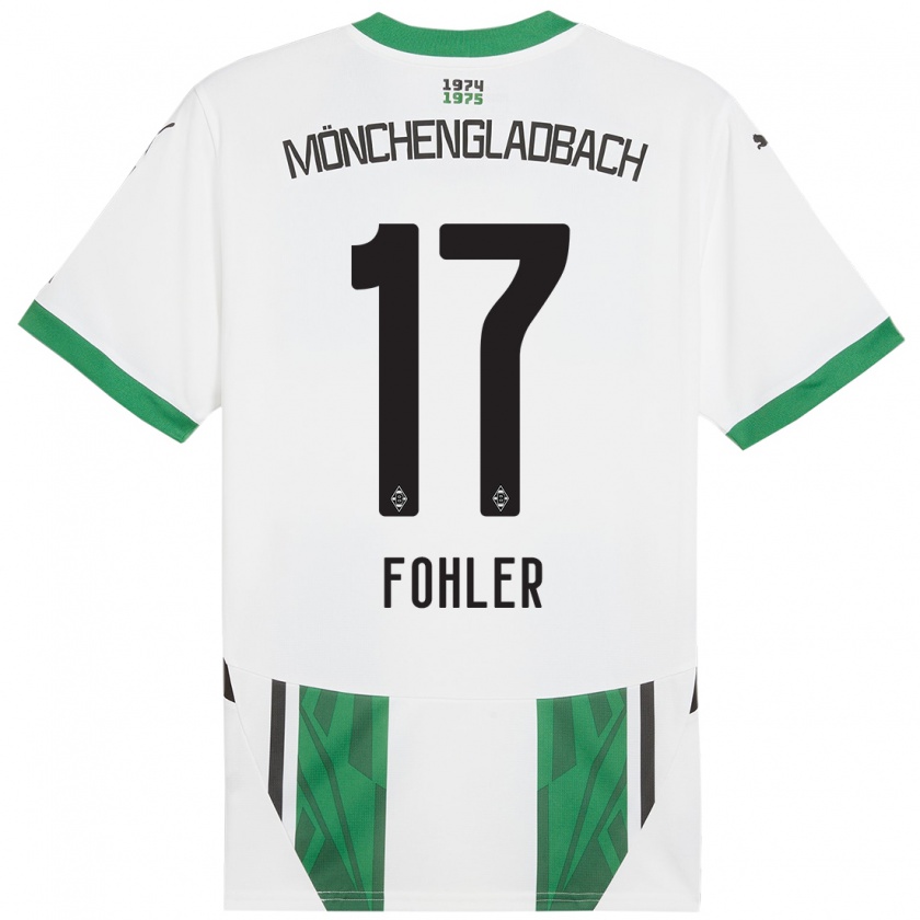 Kandiny Enfant Maillot Selma Fohler #17 Blanc Vert Tenues Domicile 2024/25 T-Shirt