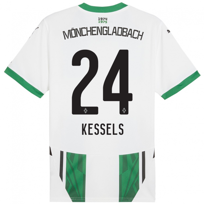 Kandiny Enfant Maillot Imke Kessels #24 Blanc Vert Tenues Domicile 2024/25 T-Shirt