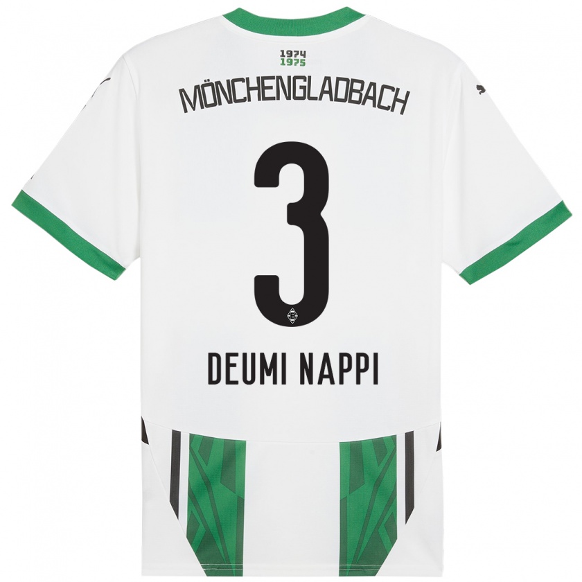 Kandiny Enfant Maillot Dimitrie Deumi Nappi #3 Blanc Vert Tenues Domicile 2024/25 T-Shirt