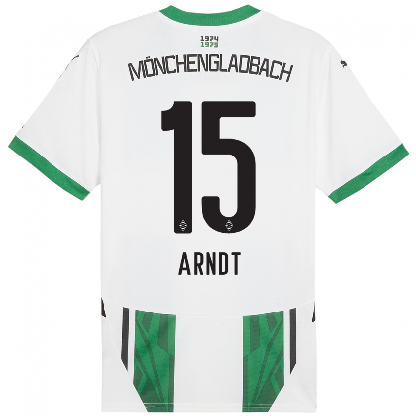 Kandiny Enfant Maillot Leo Arndt #15 Blanc Vert Tenues Domicile 2024/25 T-Shirt