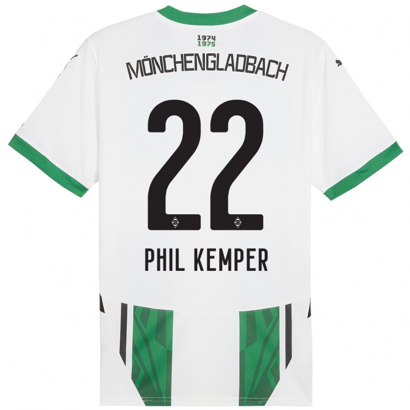 Kandiny Enfant Maillot Phil Kemper #22 Blanc Vert Tenues Domicile 2024/25 T-Shirt