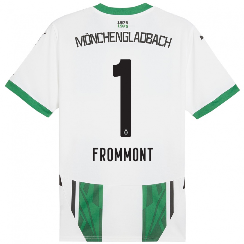 Kandiny Enfant Maillot Romina Frommont #1 Blanc Vert Tenues Domicile 2024/25 T-Shirt