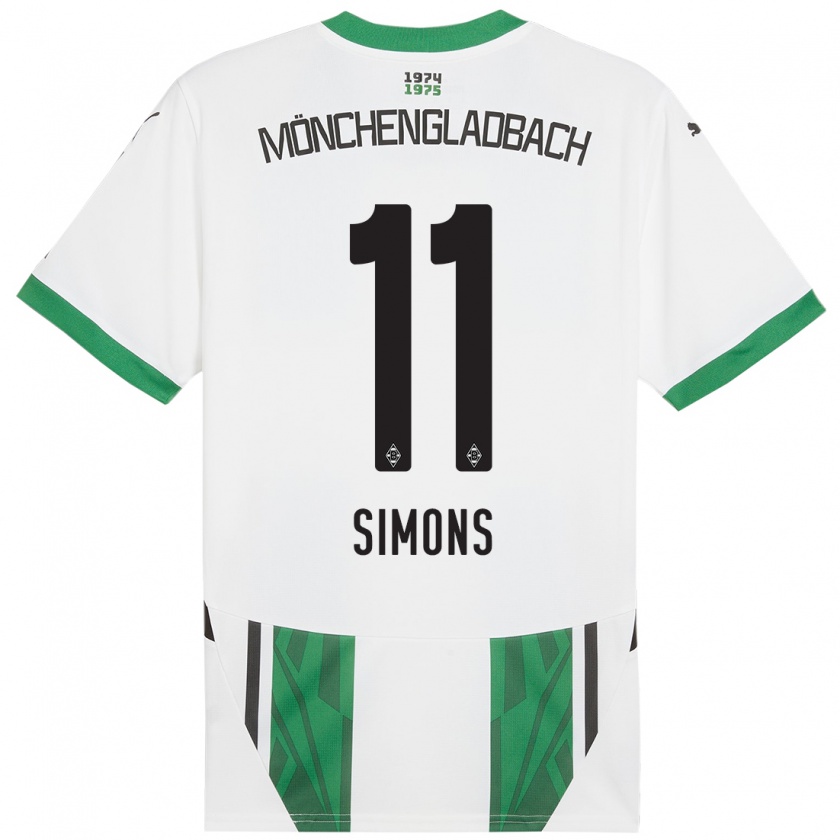 Kandiny Enfant Maillot Kelly Simons #11 Blanc Vert Tenues Domicile 2024/25 T-Shirt