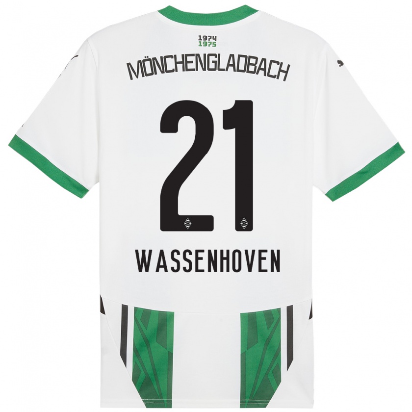 Kandiny Enfant Maillot Michelle Wassenhoven #21 Blanc Vert Tenues Domicile 2024/25 T-Shirt