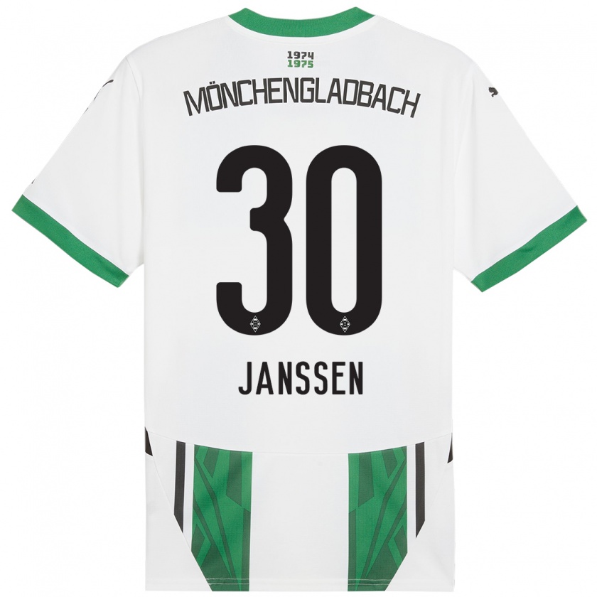 Kandiny Enfant Maillot Annalena Janssen #30 Blanc Vert Tenues Domicile 2024/25 T-Shirt