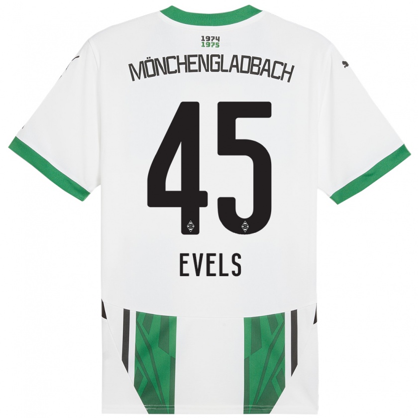 Kandiny Enfant Maillot Emily Evels #45 Blanc Vert Tenues Domicile 2024/25 T-Shirt