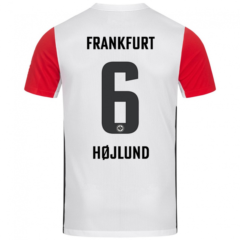 Kandiny Enfant Maillot Oscar Højlund #6 Blanc Rouge Tenues Domicile 2024/25 T-Shirt