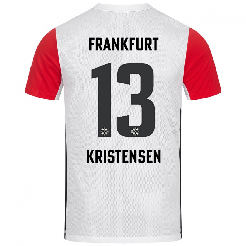 Kandiny Enfant Maillot Rasmus Kristensen #13 Blanc Rouge Tenues Domicile 2024/25 T-Shirt