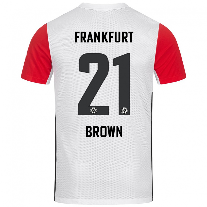 Kandiny Enfant Maillot Nathaniel Brown #21 Blanc Rouge Tenues Domicile 2024/25 T-Shirt