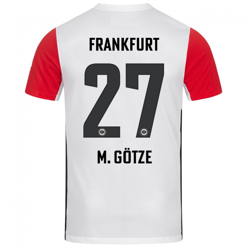 Kandiny Enfant Maillot Mario Götze #27 Blanc Rouge Tenues Domicile 2024/25 T-Shirt