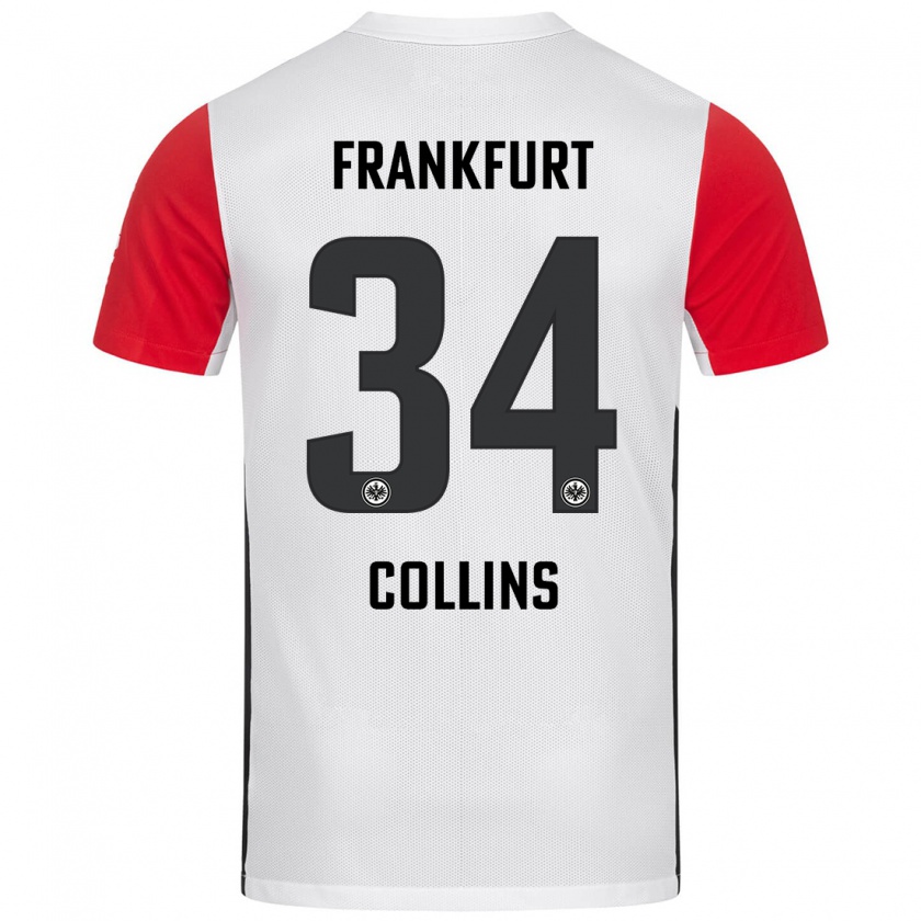 Kandiny Enfant Maillot Nnamdi Collins #34 Blanc Rouge Tenues Domicile 2024/25 T-Shirt