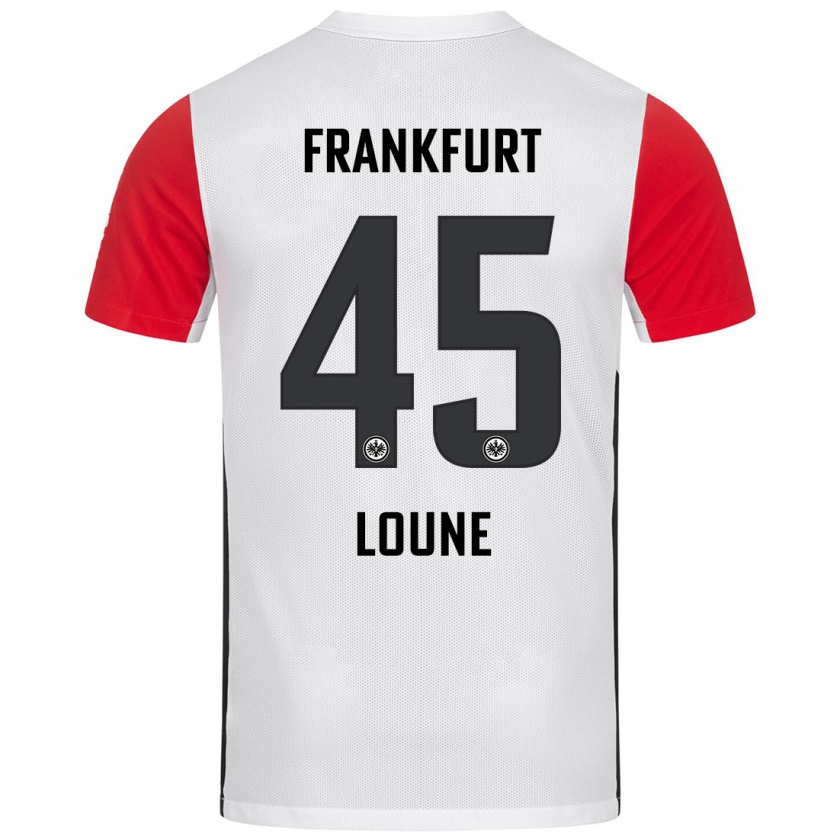 Kandiny Enfant Maillot Mehdi Loune #45 Blanc Rouge Tenues Domicile 2024/25 T-Shirt