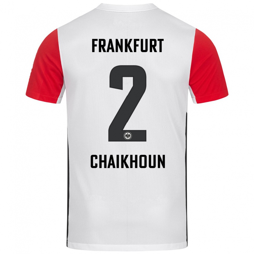 Kandiny Enfant Maillot Ayoub Chaikhoun #2 Blanc Rouge Tenues Domicile 2024/25 T-Shirt