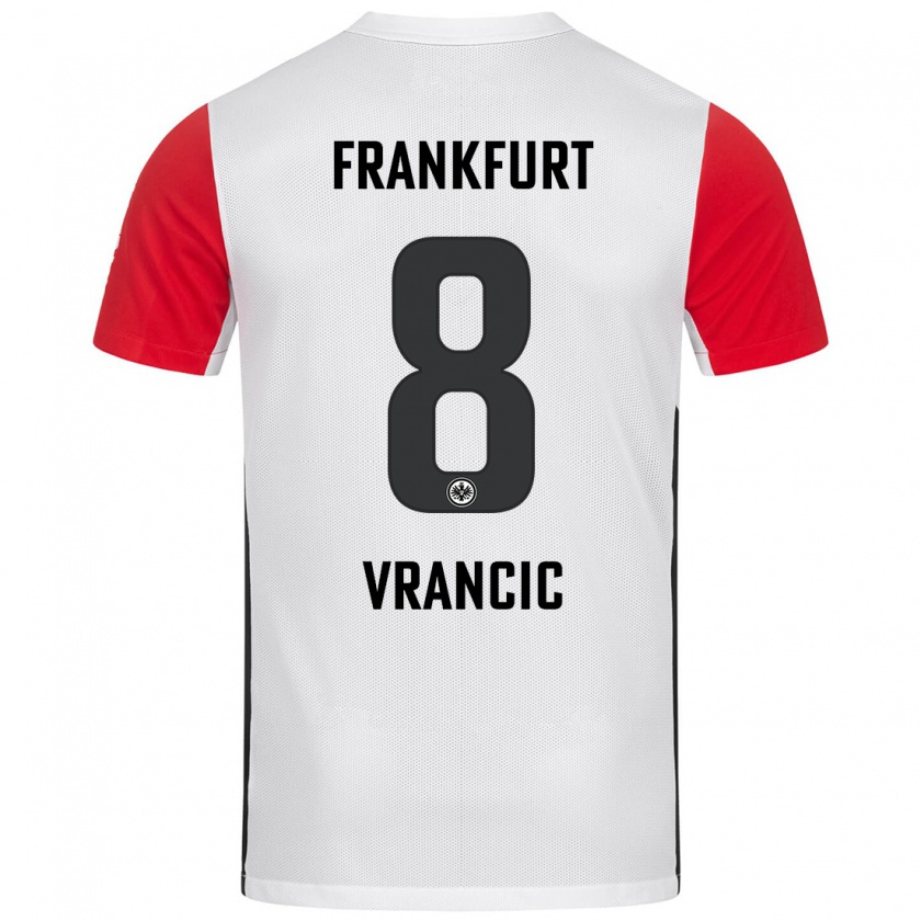 Kandiny Enfant Maillot Mario Vrancic #8 Blanc Rouge Tenues Domicile 2024/25 T-Shirt