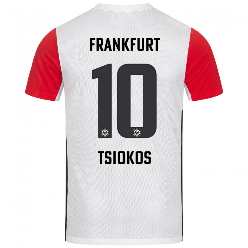 Kandiny Enfant Maillot Leonidas Ilias Tsiokos #10 Blanc Rouge Tenues Domicile 2024/25 T-Shirt