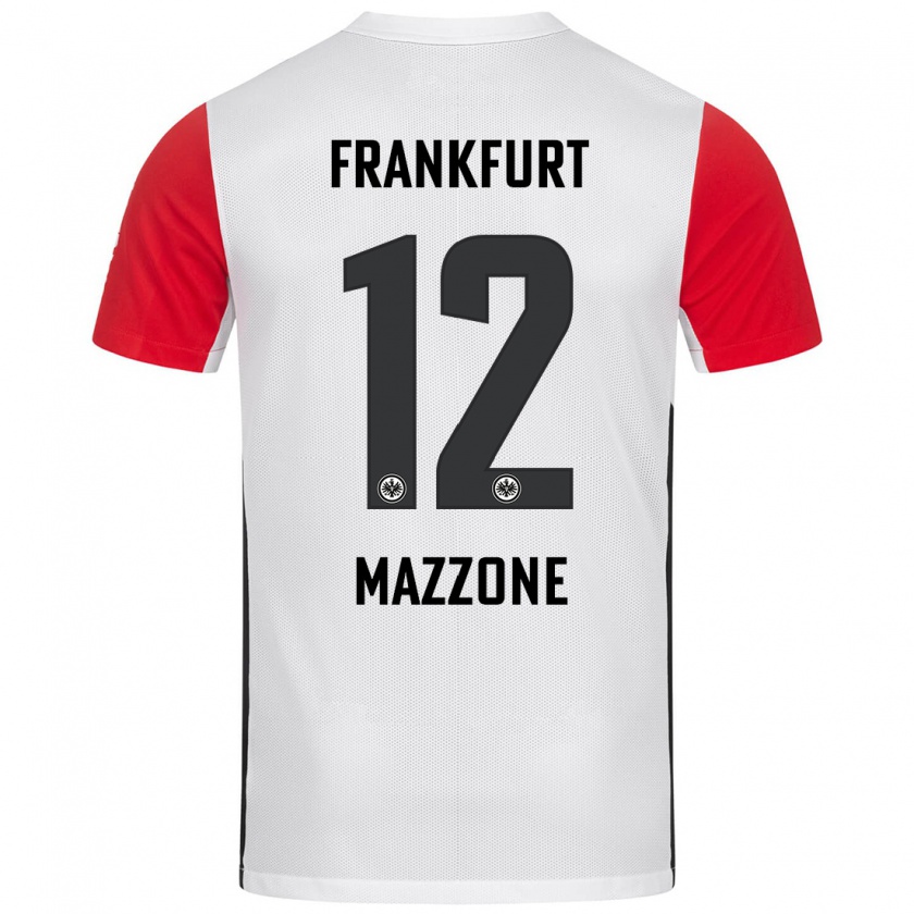 Kandiny Enfant Maillot Matteo Mazzone #12 Blanc Rouge Tenues Domicile 2024/25 T-Shirt