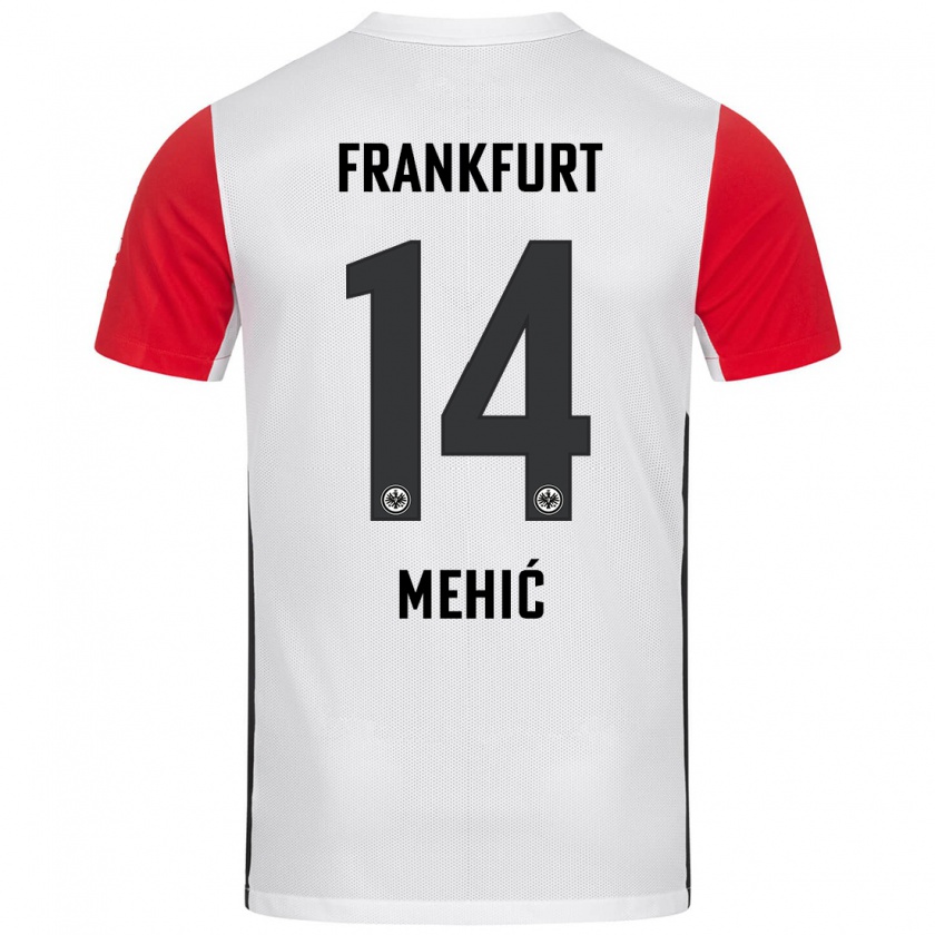 Kandiny Enfant Maillot Liam Mehić #14 Blanc Rouge Tenues Domicile 2024/25 T-Shirt