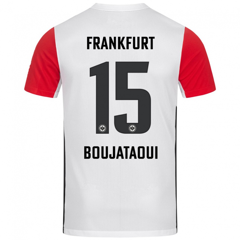 Kandiny Enfant Maillot Tarik Boujataoui #15 Blanc Rouge Tenues Domicile 2024/25 T-Shirt