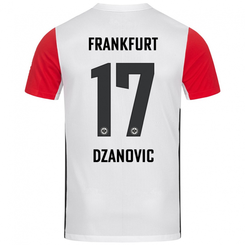 Kandiny Enfant Maillot Benjamin Dzanovic #17 Blanc Rouge Tenues Domicile 2024/25 T-Shirt