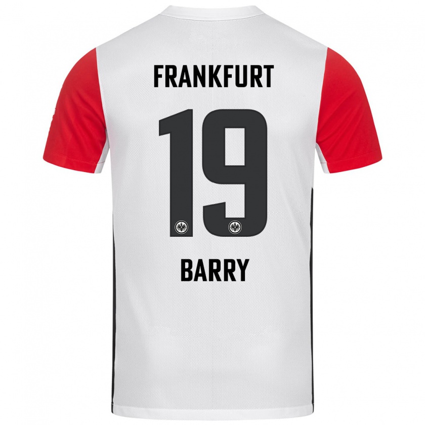 Kandiny Enfant Maillot Jasha Barry #19 Blanc Rouge Tenues Domicile 2024/25 T-Shirt