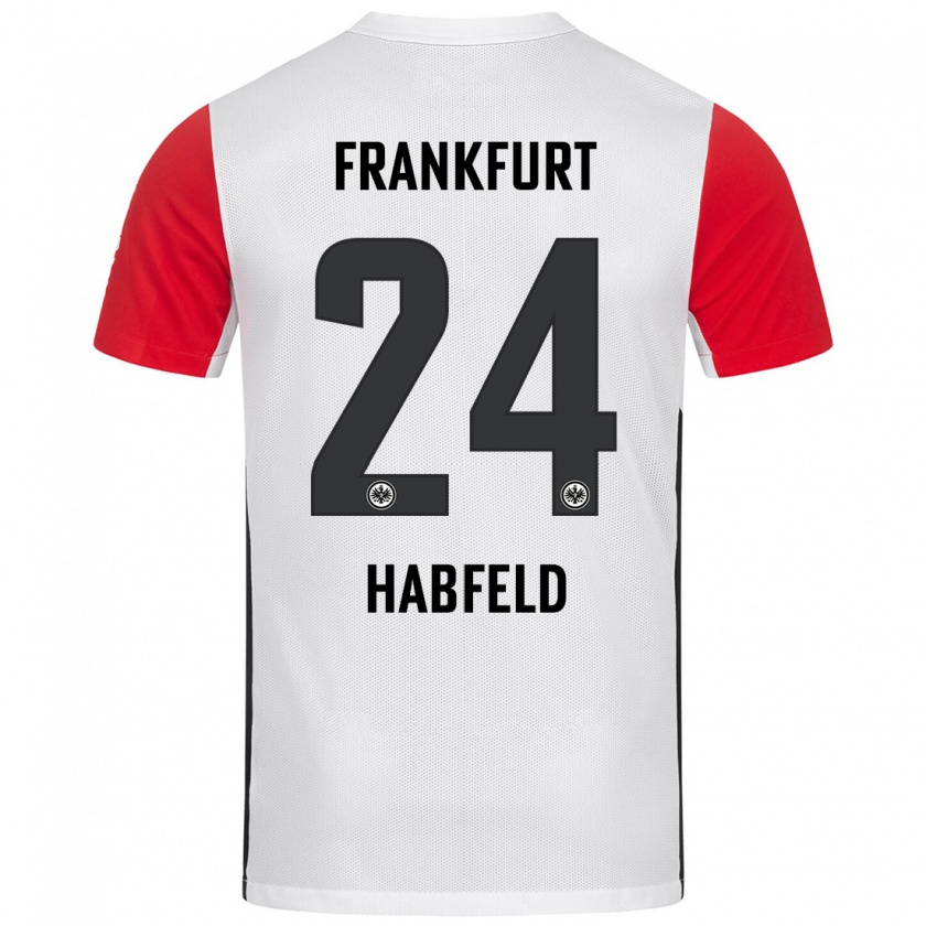 Kandiny Enfant Maillot Josef Haßfeld #24 Blanc Rouge Tenues Domicile 2024/25 T-Shirt