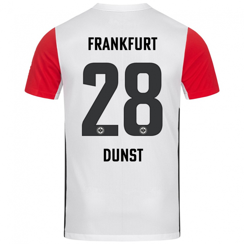 Kandiny Enfant Maillot Barbara Dunst #28 Blanc Rouge Tenues Domicile 2024/25 T-Shirt