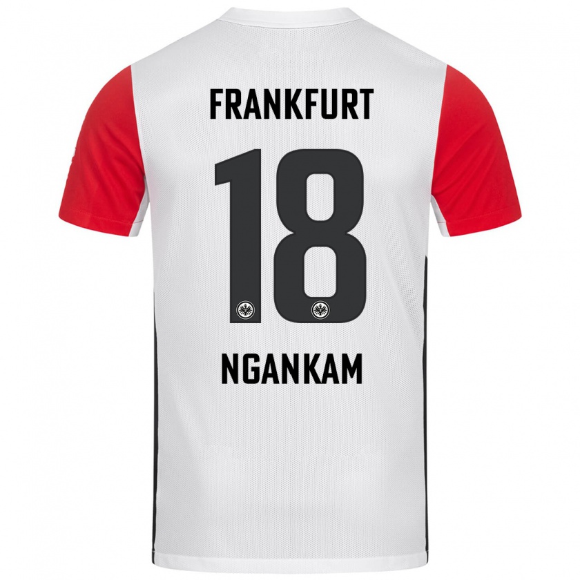 Kandiny Enfant Maillot Jessic Ngankam #18 Blanc Rouge Tenues Domicile 2024/25 T-Shirt