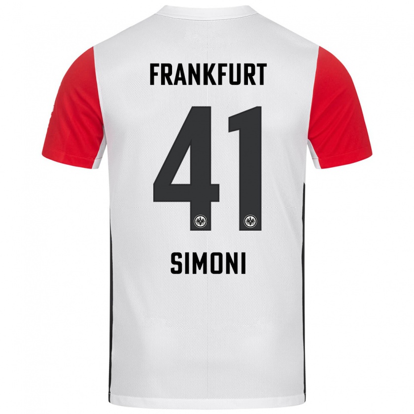 Kandiny Enfant Maillot Simon Simoni #41 Blanc Rouge Tenues Domicile 2024/25 T-Shirt