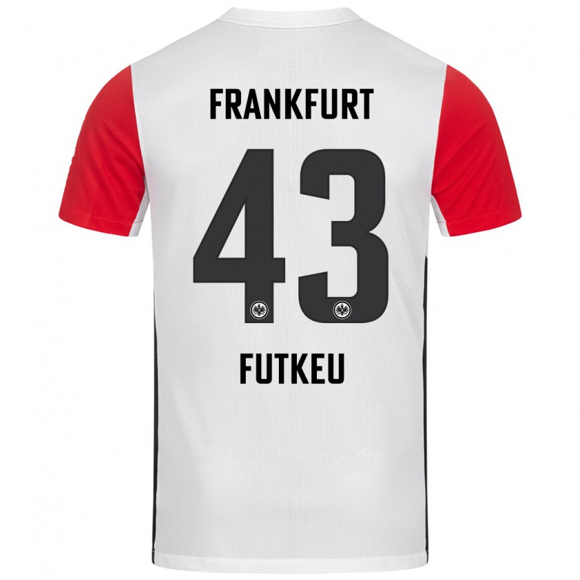 Kandiny Enfant Maillot Noel Futkeu #43 Blanc Rouge Tenues Domicile 2024/25 T-Shirt