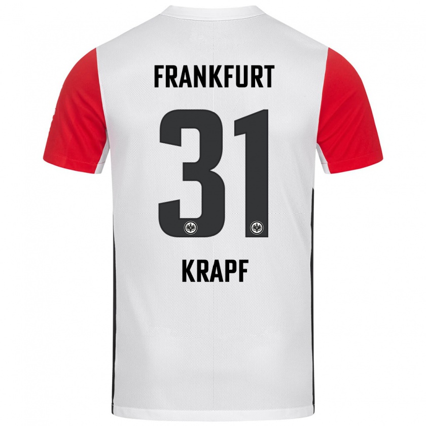 Kandiny Enfant Maillot Maximilian Krapf #31 Blanc Rouge Tenues Domicile 2024/25 T-Shirt