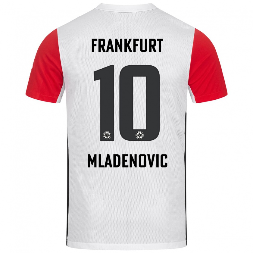 Kandiny Enfant Maillot Marko Mladenovic #10 Blanc Rouge Tenues Domicile 2024/25 T-Shirt