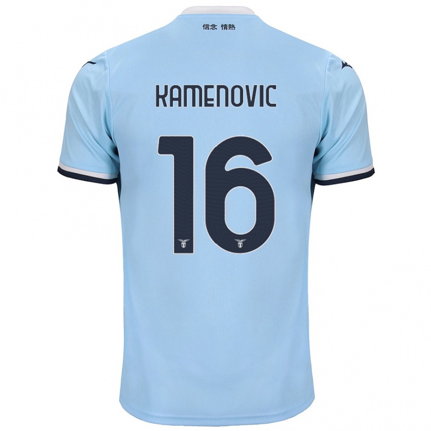 Kandiny Enfant Maillot Dimitrije Kamenović #16 Bleu Tenues Domicile 2024/25 T-Shirt