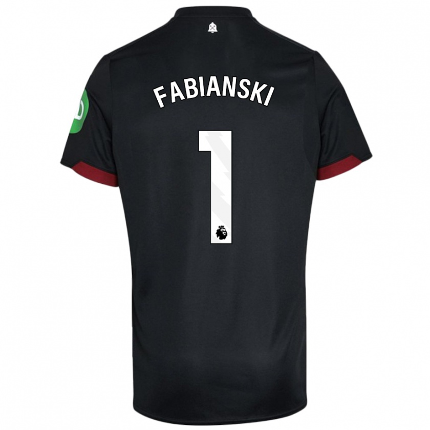 Kandiny Enfant Maillot Lukasz Fabianski #1 Noir Blanc Tenues Extérieur 2024/25 T-Shirt