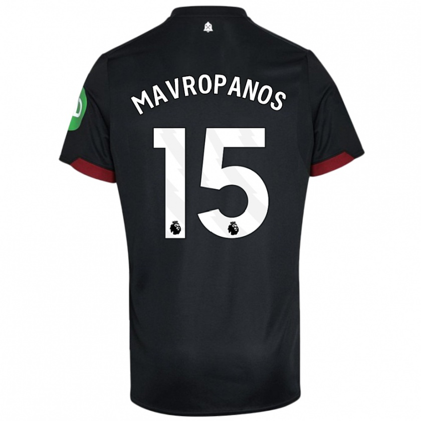 Kandiny Enfant Maillot Konstantinos Mavropanos #15 Noir Blanc Tenues Extérieur 2024/25 T-Shirt