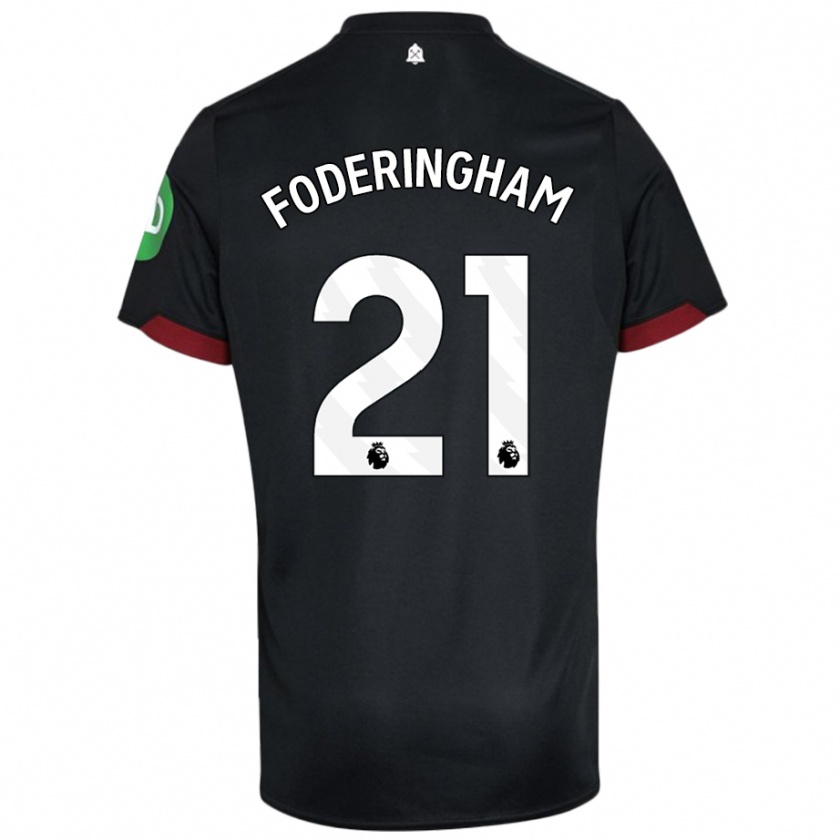 Kandiny Enfant Maillot Wes Foderingham #21 Noir Blanc Tenues Extérieur 2024/25 T-Shirt