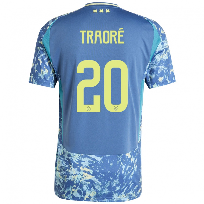 Kandiny Enfant Maillot Bertrand Traoré #20 Gris Bleu Jaune Tenues Extérieur 2024/25 T-Shirt