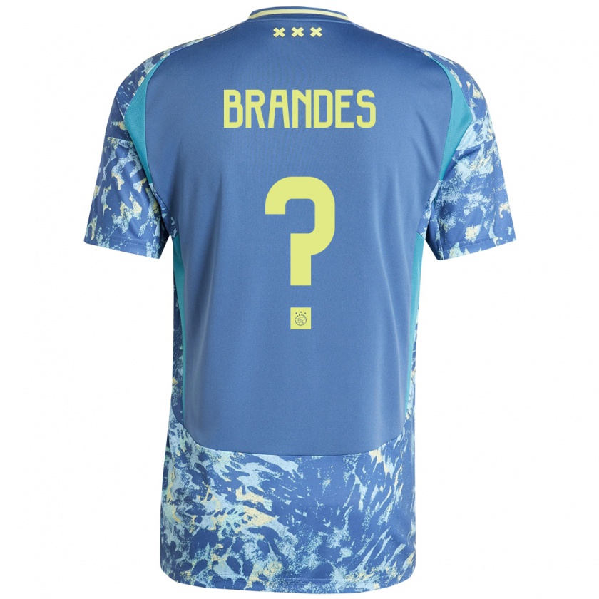 Kandiny Enfant Maillot Julian Brandes #0 Gris Bleu Jaune Tenues Extérieur 2024/25 T-Shirt