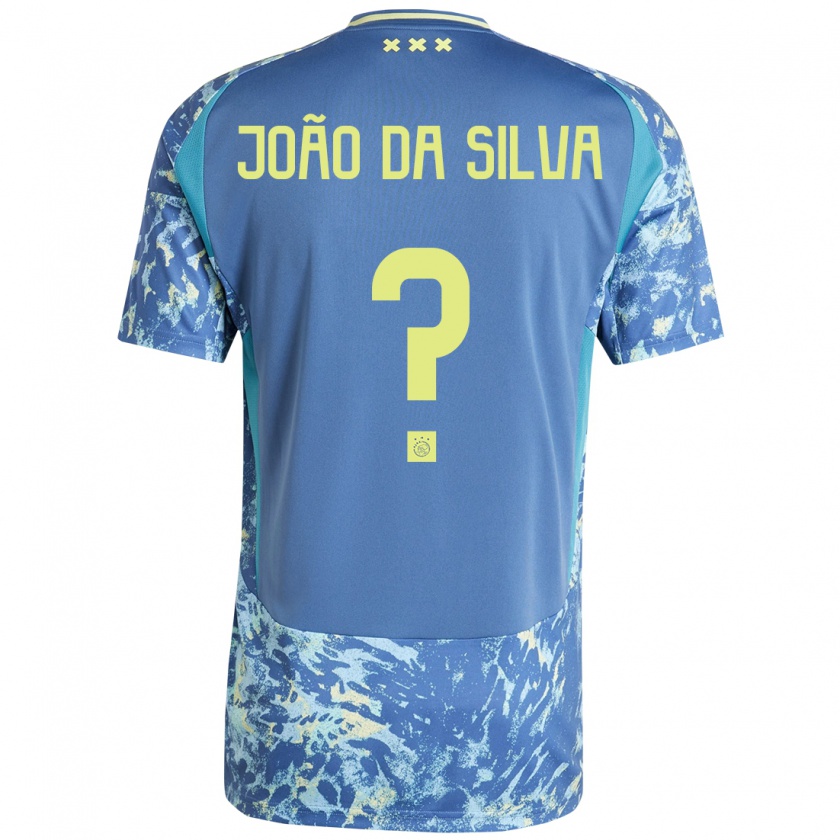 Kandiny Enfant Maillot Miguel João Da Silva #0 Gris Bleu Jaune Tenues Extérieur 2024/25 T-Shirt