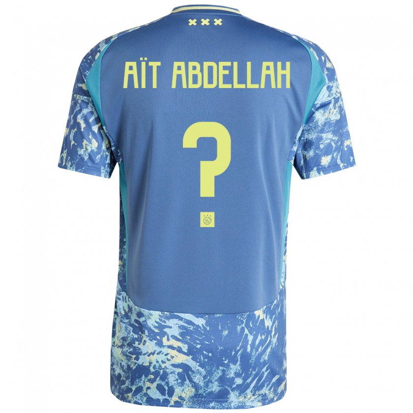 Kandiny Enfant Maillot Waleed Aït Abdellah #0 Gris Bleu Jaune Tenues Extérieur 2024/25 T-Shirt