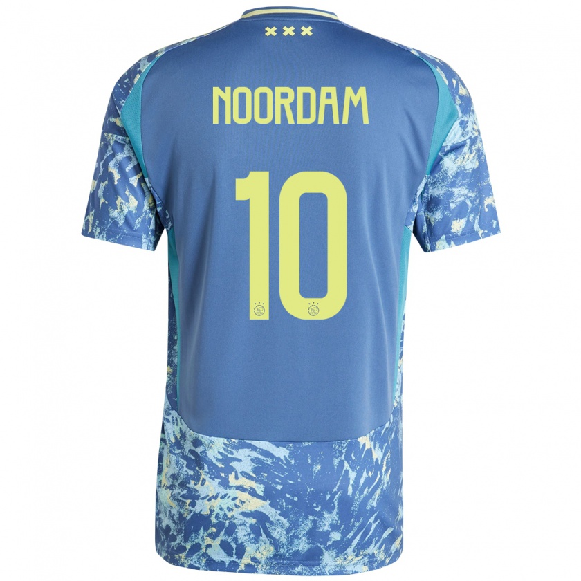 Kandiny Enfant Maillot Nadine Noordam #10 Gris Bleu Jaune Tenues Extérieur 2024/25 T-Shirt