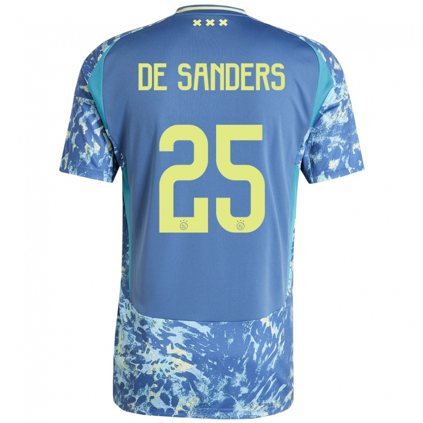 Kandiny Enfant Maillot Kay-Lee De Sanders #25 Gris Bleu Jaune Tenues Extérieur 2024/25 T-Shirt