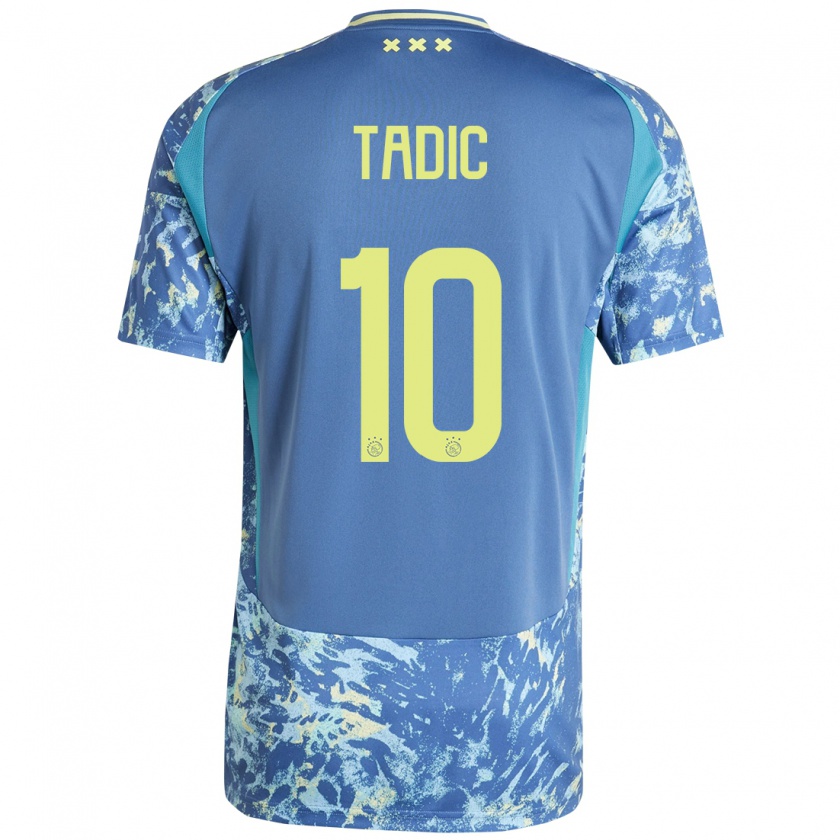 Kandiny Enfant Maillot Dusan Tadic #10 Gris Bleu Jaune Tenues Extérieur 2024/25 T-Shirt