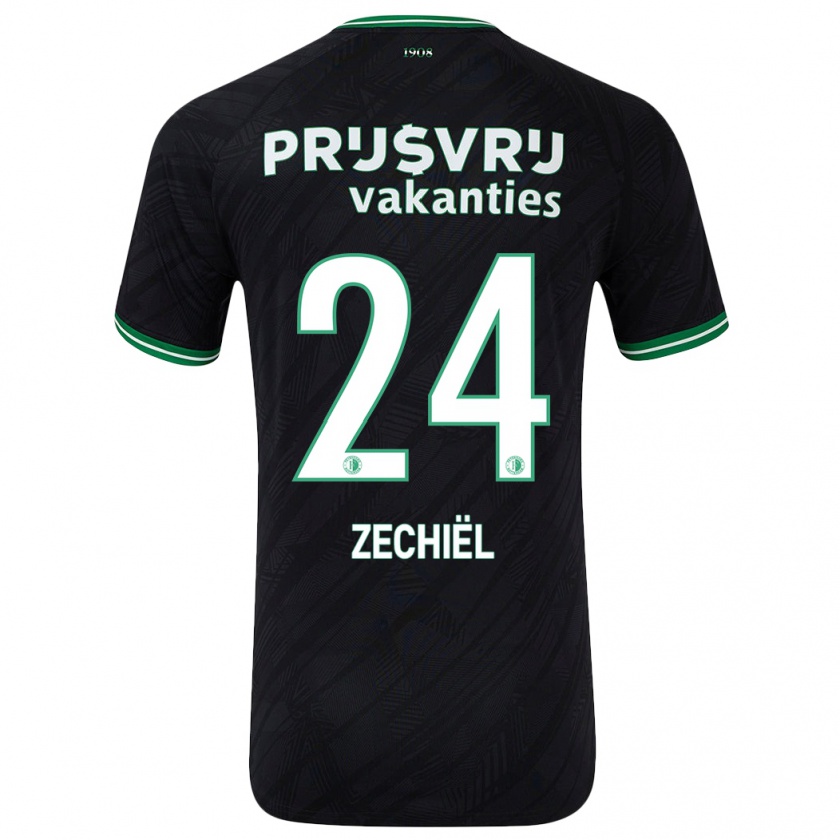 Kandiny Enfant Maillot Gjivai Zechiël #24 Noir Vert Tenues Extérieur 2024/25 T-Shirt