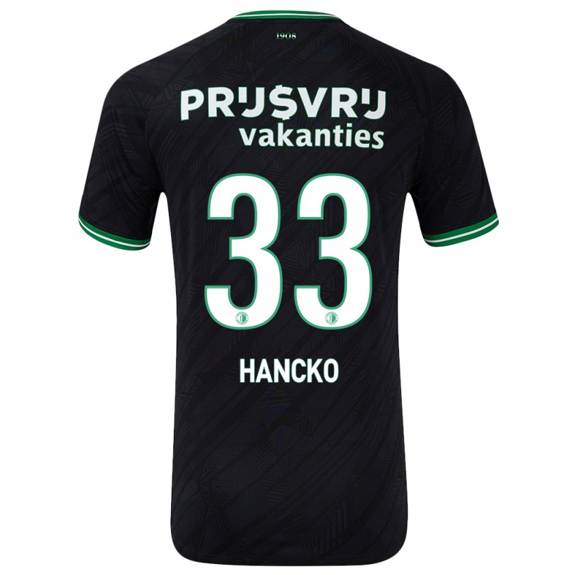 Kandiny Enfant Maillot Dávid Hancko #33 Noir Vert Tenues Extérieur 2024/25 T-Shirt