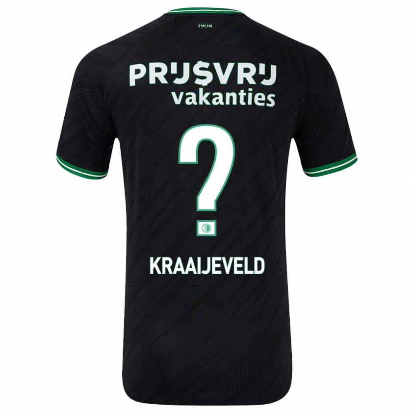 Kandiny Enfant Maillot Thijs Kraaijeveld #0 Noir Vert Tenues Extérieur 2024/25 T-Shirt