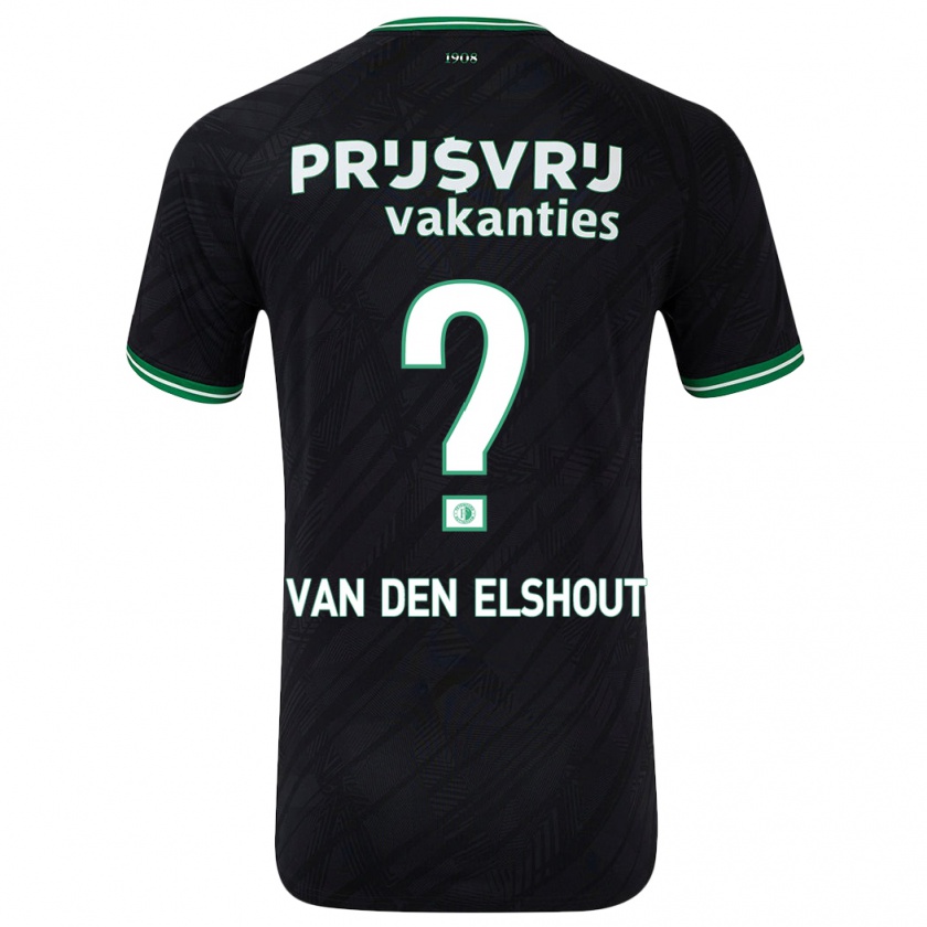 Kandiny Enfant Maillot Tobias Van Den Elshout #0 Noir Vert Tenues Extérieur 2024/25 T-Shirt