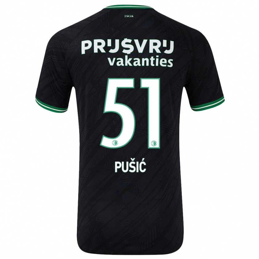 Kandiny Enfant Maillot Noah Pušić #51 Noir Vert Tenues Extérieur 2024/25 T-Shirt